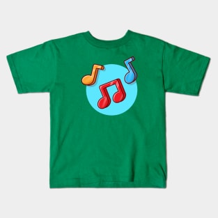 Colorful Music Note Cartoon Vector Icon Illustration Kids T-Shirt